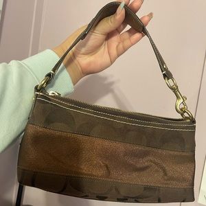 Coach signature stripe small hobo bag